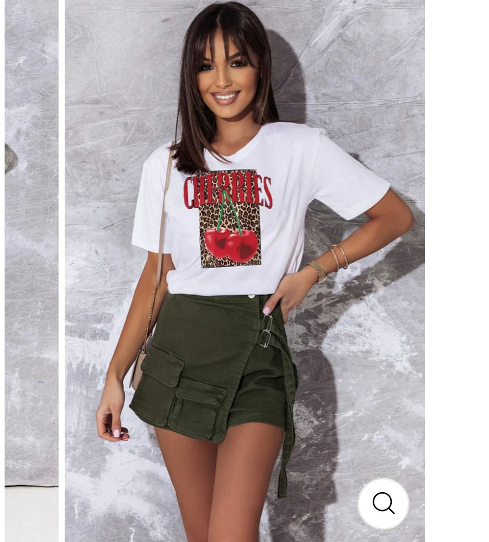 CHERRIES' GRAPHIC PRINTED T. SHIRT TOP-IVORY