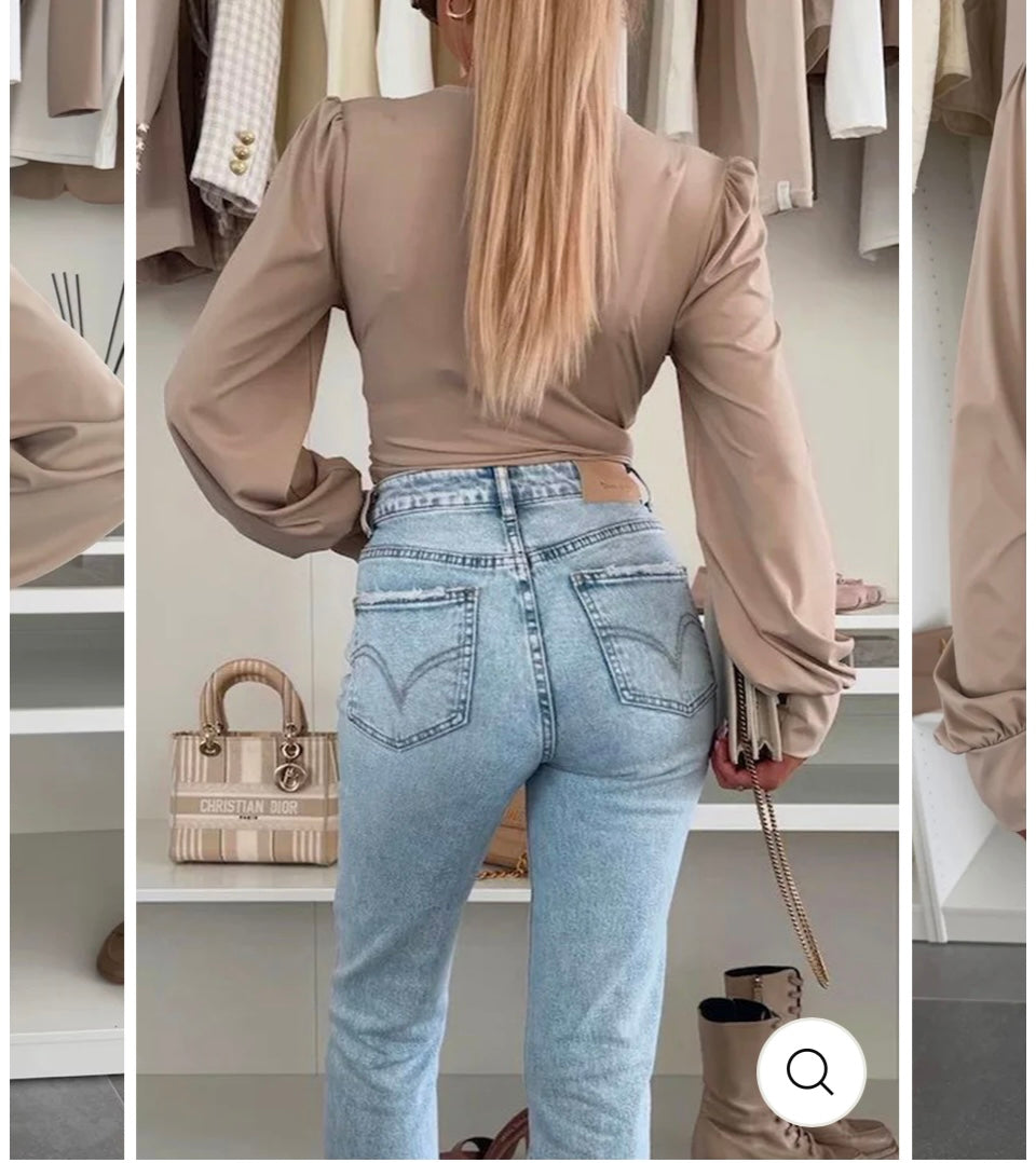 Cream Ella Ruched Bodysuit