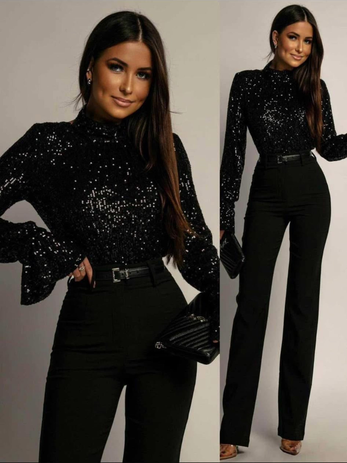 Sequin Cowl Back Top