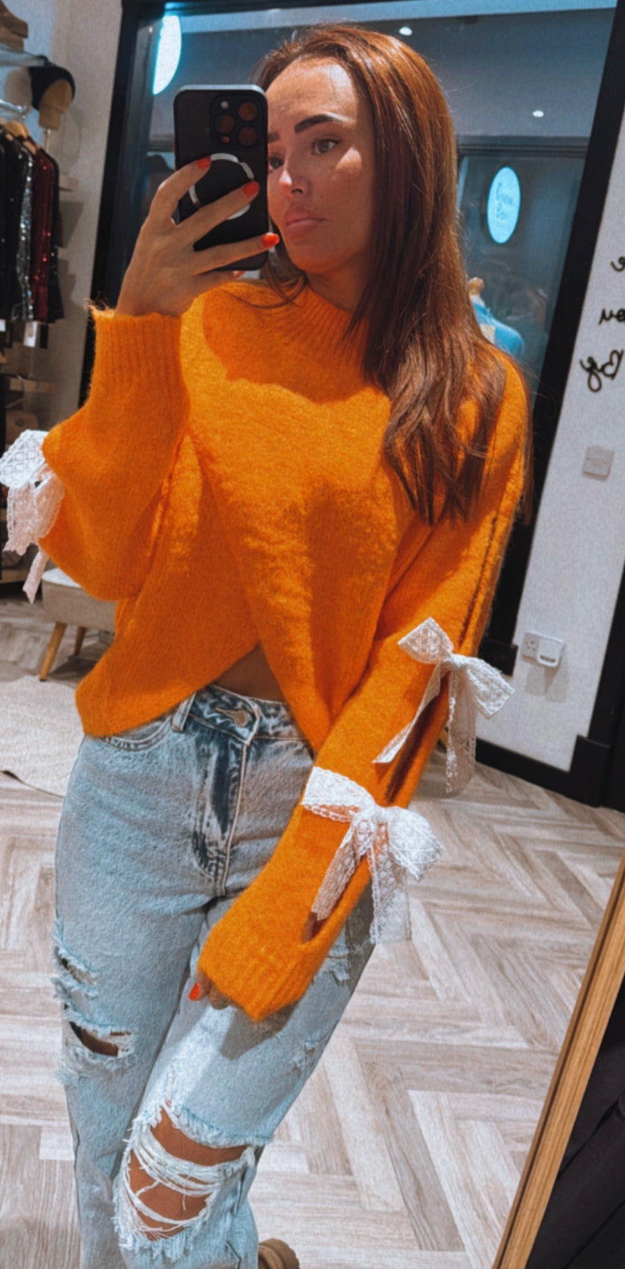 Lace Bow Sleeve Jumper