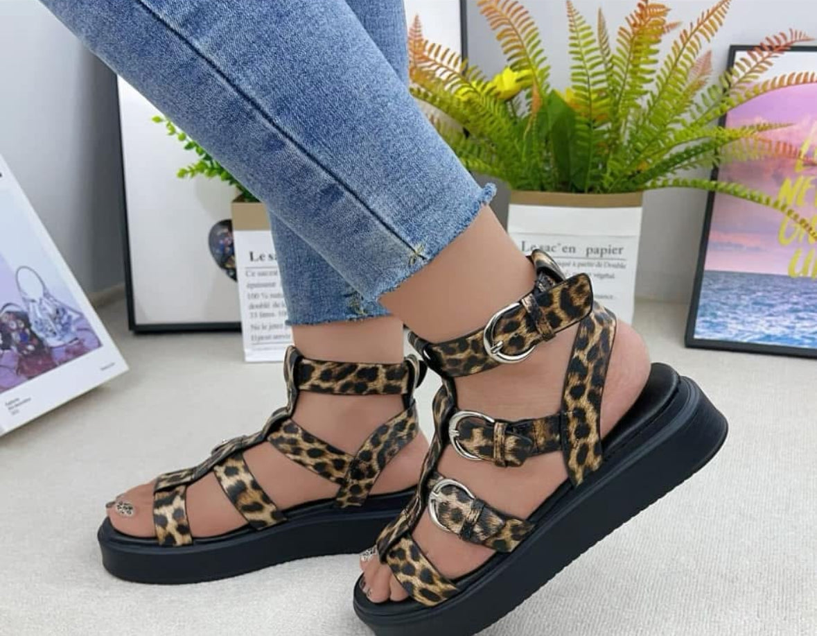 Leopard Print Gladiator Sandals