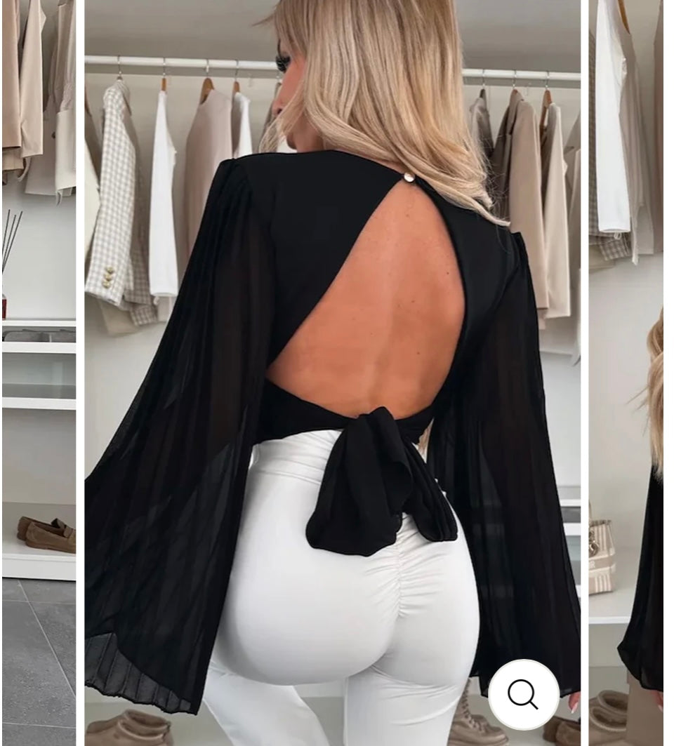 Flute Sleeve Backless top