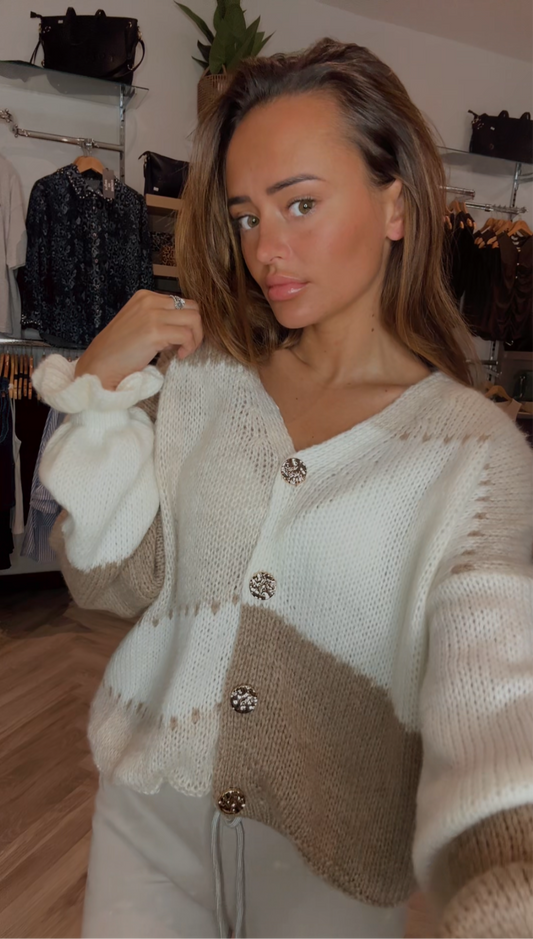Neutral Colour Block Cardigan