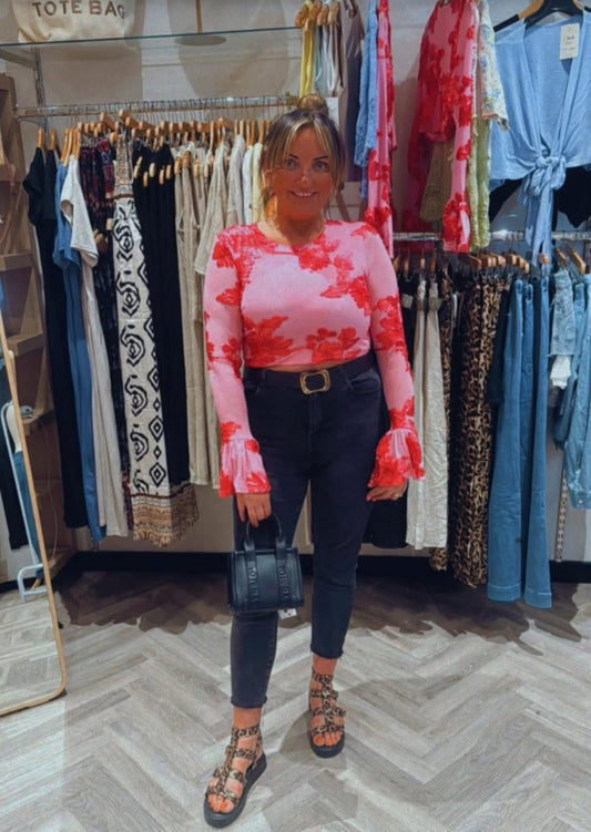 Flower Mesh Crop