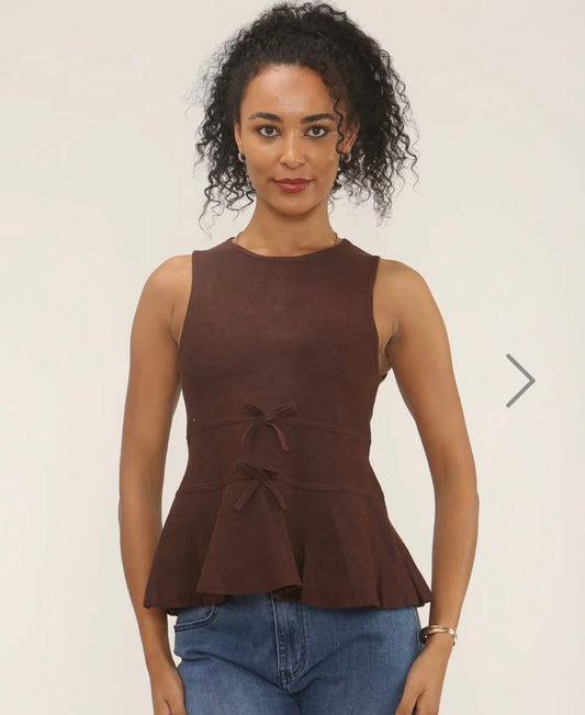 Peplum Bow Front Top